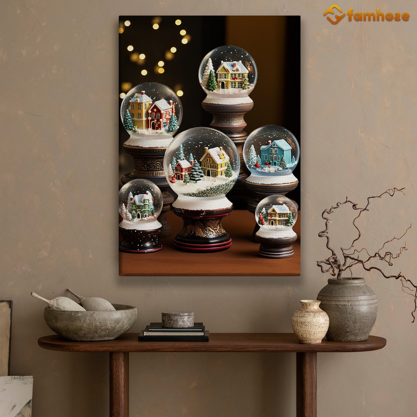 Enchanted Winter Wonders A Collection of Christmas Snow Globes Christmas Canvas Painting, Xmas Wall Art Decor - Christmas Poster Gift