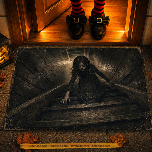 Vintage Scary Halloween Doormat, Creepy Haunted Staircase Welcome Doormat For Home Decor Housewarming Spooky Season Gift