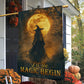 Halloween Witch Full Moon Garden & House Flag, Let The Magic Begin Yard Flag Spooky Season Gift For Witch Lover