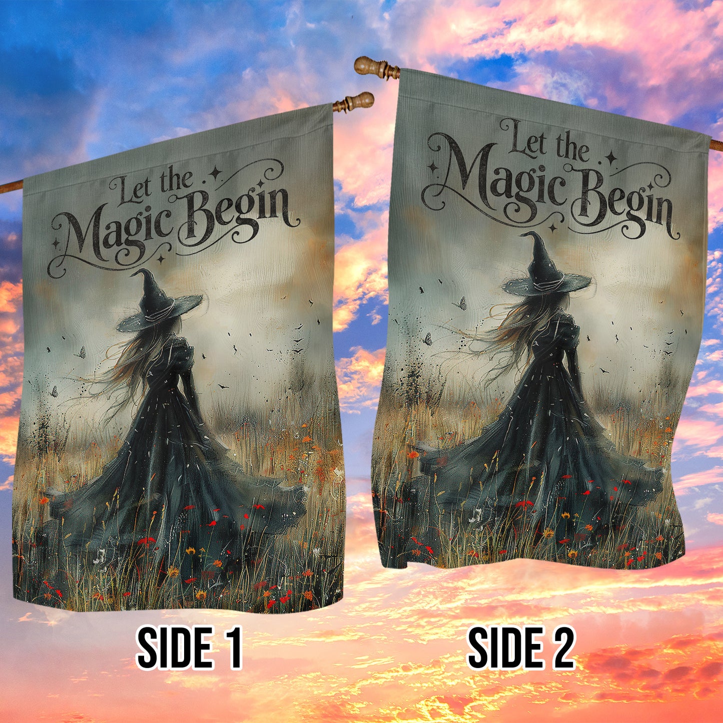 Halloween Witch Garden & House Flag, Let The Magic Begin Yard Flag Spooky Season Gift For Witch Lover