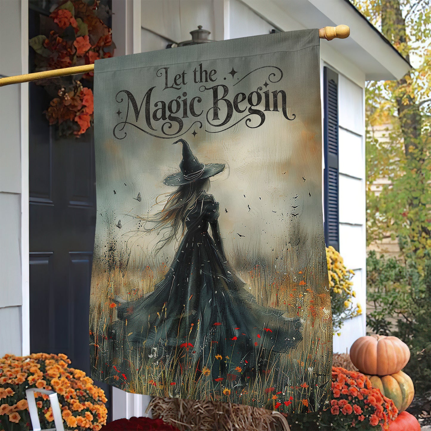 Halloween Witch Garden & House Flag, Let The Magic Begin Yard Flag Spooky Season Gift For Witch Lover