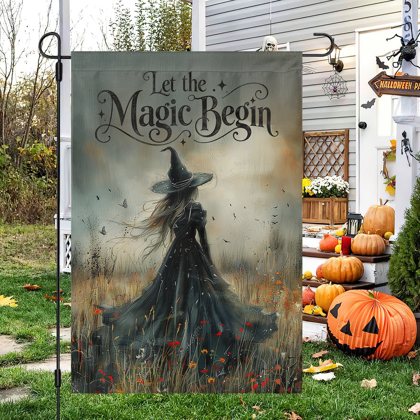 Halloween Witch Garden & House Flag, Let The Magic Begin Yard Flag Spooky Season Gift For Witch Lover