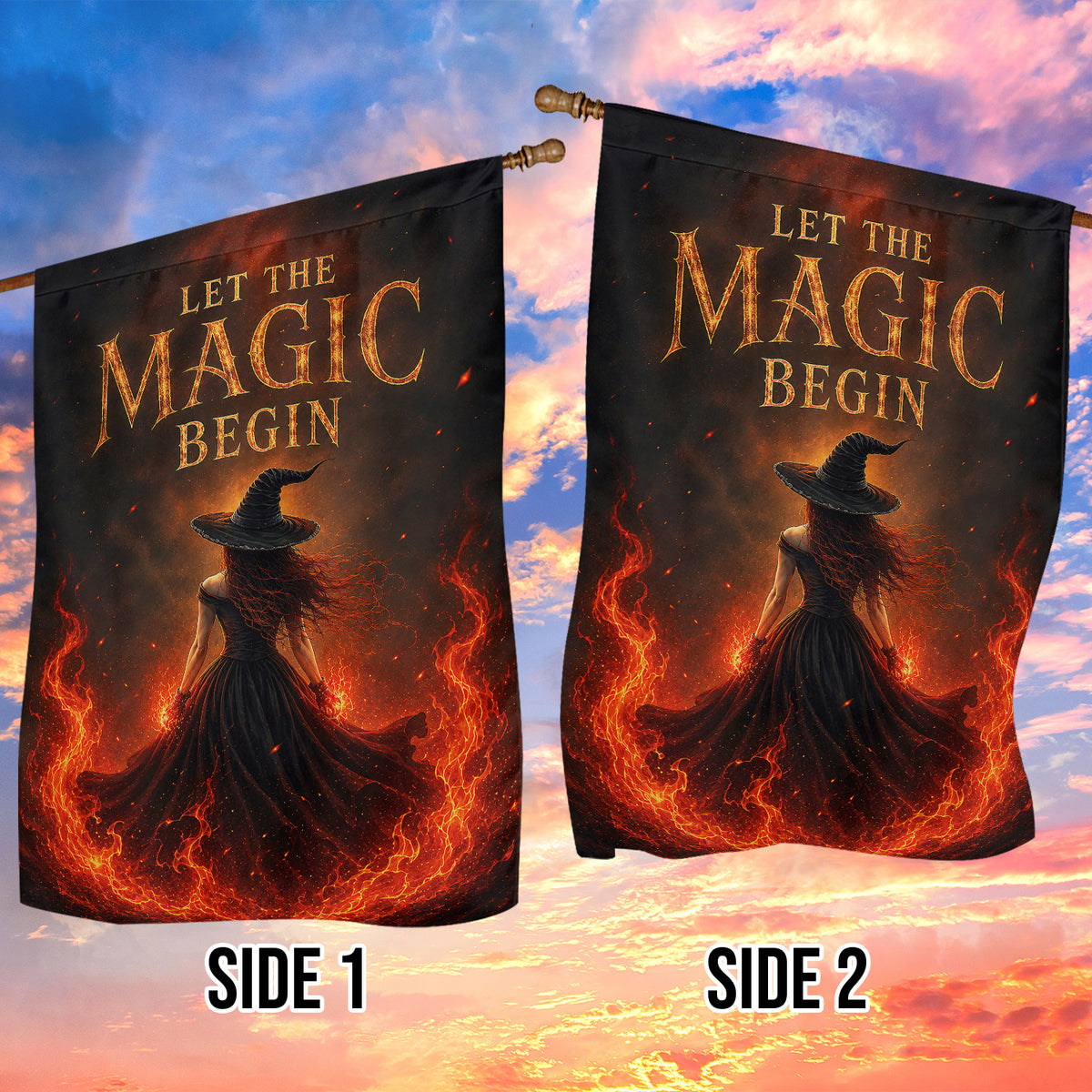 Halloween Witch Garden & House Flag, Let The Magic Begin Yard Flag Spooky Season Gift For Witch Lover