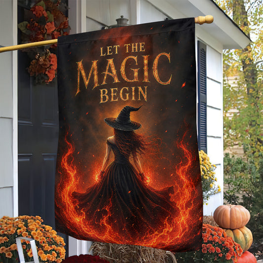 Halloween Witch Garden & House Flag, Let The Magic Begin Yard Flag Spooky Season Gift For Witch Lover
