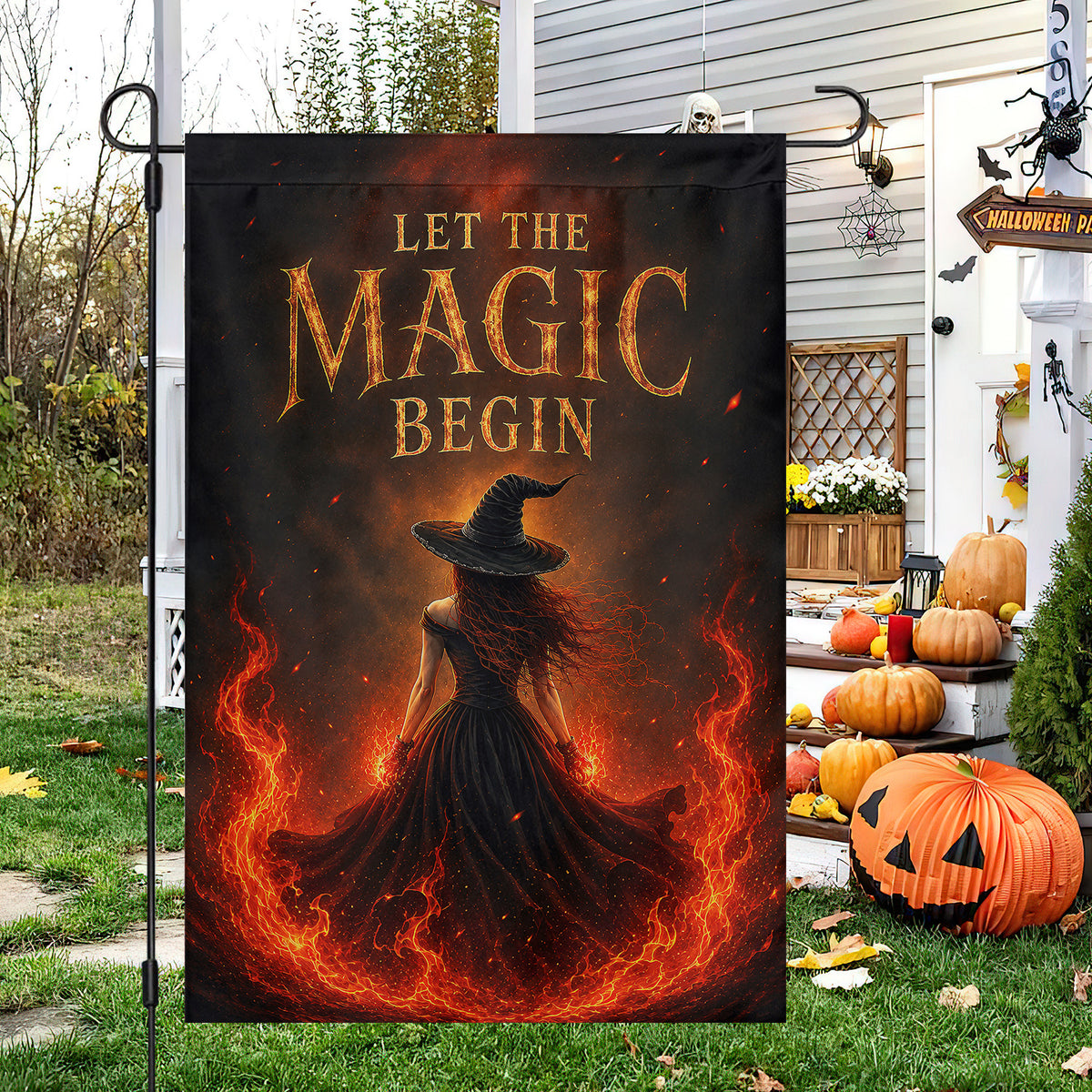 Halloween Witch Garden & House Flag, Let The Magic Begin Yard Flag Spooky Season Gift For Witch Lover
