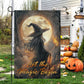 Halloween Witch Full Moon Garden & House Flag, Let The Magic Begin Yard Flag Spooky Season Gift For Witch Lover