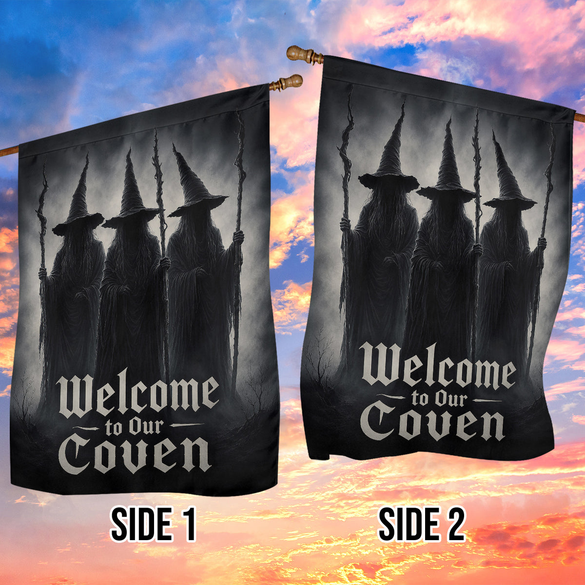 Halloween Witch Garden & House Flag, Welcome To Our Coven Yard Flag Spooky Season Gift For Witch Lover
