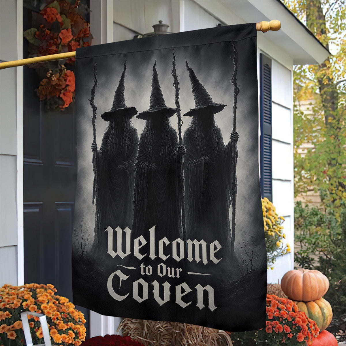Halloween Witch Garden & House Flag, Welcome To Our Coven Yard Flag Spooky Season Gift For Witch Lover