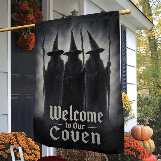 Halloween Witch Garden & House Flag, Welcome To Our Coven Yard Flag Spooky Season Gift For Witch Lover