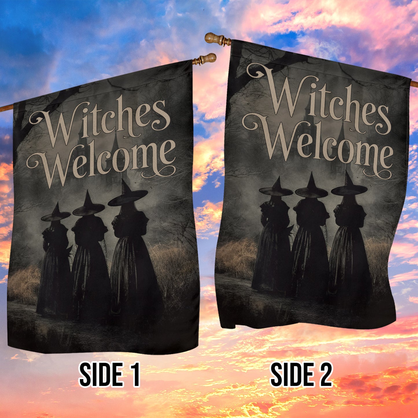 Halloween Witch Garden & House Flag, Witches Welcome Yard Flag Spooky Season Gift For Witch Lover