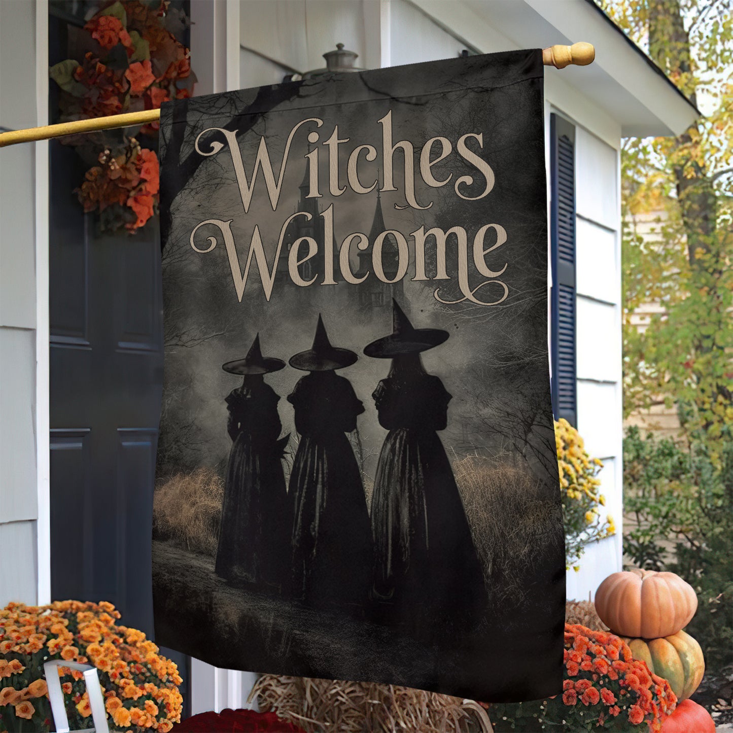 Halloween Witch Garden & House Flag, Witches Welcome Yard Flag Spooky Season Gift For Witch Lover