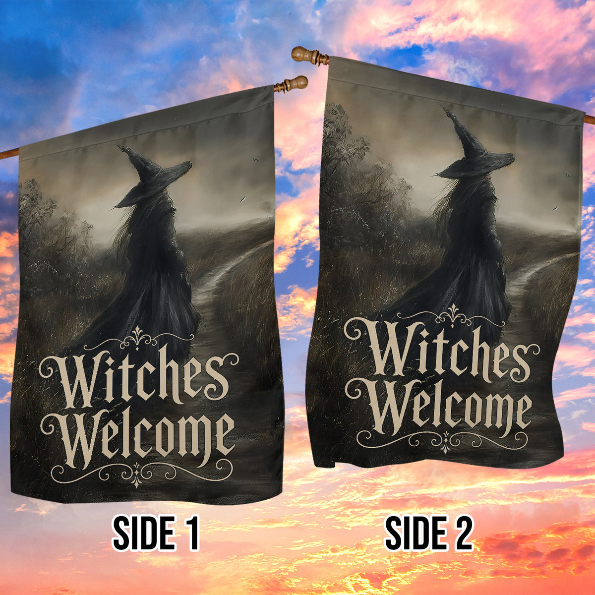 Halloween Witch Garden & House Flag, Witches Welcome Yard Flag Spooky Season Gift For Witch Lover