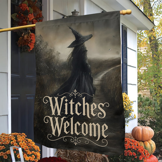 Halloween Witch Garden & House Flag, Witches Welcome Yard Flag Spooky Season Gift For Witch Lover