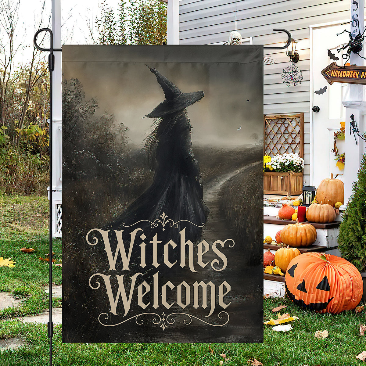 Halloween Witch Garden & House Flag, Witches Welcome Yard Flag Spooky Season Gift For Witch Lover