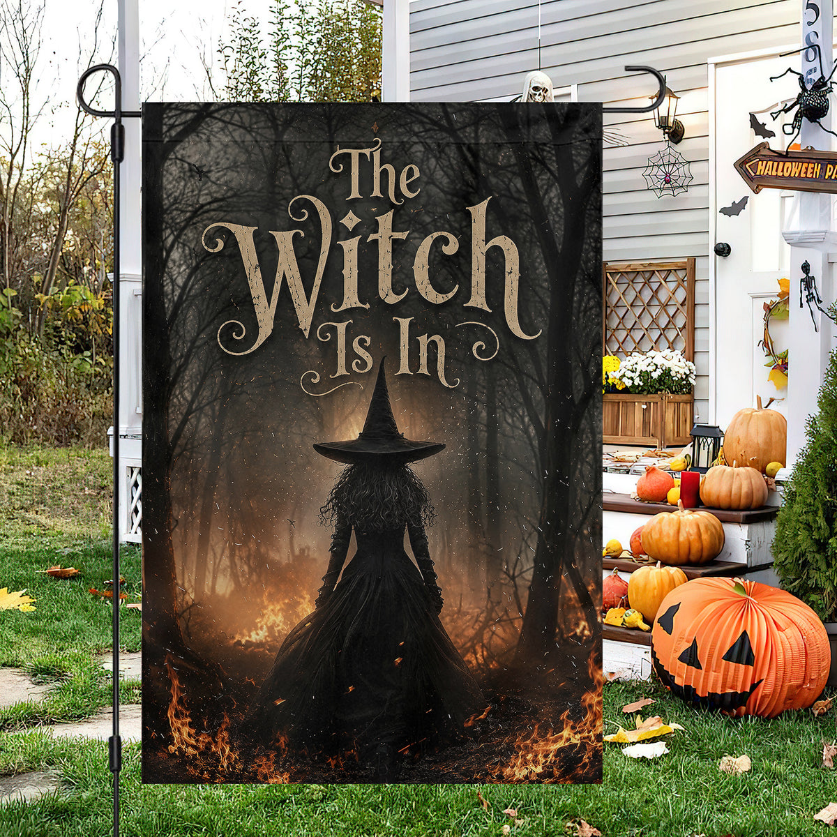Halloween Witch Garden & House Flag, The Witch Is In Yard Flag Spooky Season Gift For Witch Lover