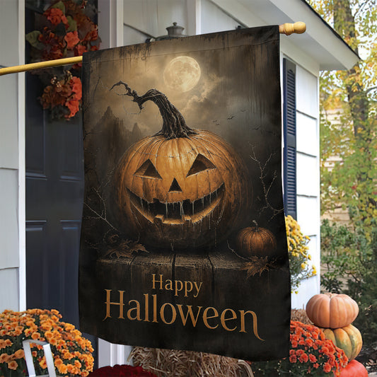 Vintage Happy Halloween Pumpkin Garden & House Flag, Jack O Lantern Yard Flag, Spooky Season Gift For Pumpkin Lover