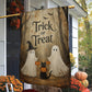 Vintage Halloween Ghost & Black Cat Garden & House Flag, Trick Or Treat Yard Flag, Spooky Season Gift For Ghost Lover