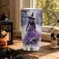 Halloween Purple Witch Tumbler, Witch In Snowy Forest, Spooky Season Stainless Steel Tumbler, Travel Mug Tumblers Gift For Witch Lover
