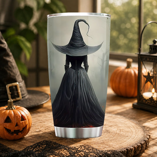 Halloween Black Witch Tumbler, Gothic Witch Hat Spooky Season Stainless Steel Tumbler, Travel Mug Tumblers Gift For Witch Lover