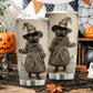 Vintage Halloween Black Cat Witch Tumbler, The Littlest Witch In Town, Spooky Season Stainless Steel Tumbler, Travel Mug Tumblers Gift For Cat Lover