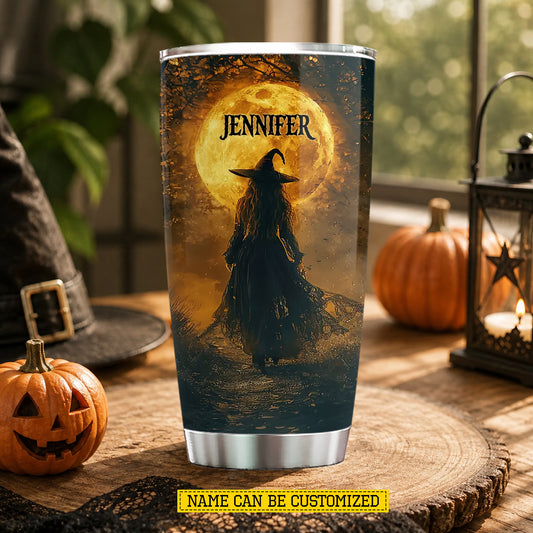 Personalized Halloween Witch Tumbler, A Witch’s Journey, Spooky Season Stainless Steel Tumbler, Travel Mug Tumblers Gift For Witch Lover