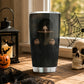Halloween Gothic Girl Reading Tumbler, Lost In A Dark Story, Spooky Season Stainless Steel Tumbler, Travel Mug Tumblers Gift For Book Lover
