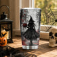Halloween Gothic Witch Tumbler, Black Witch With Flowers Travel, Spooky Season Stainless Steel Tumbler, Travel Mug Tumblers Gift For Witch Lover