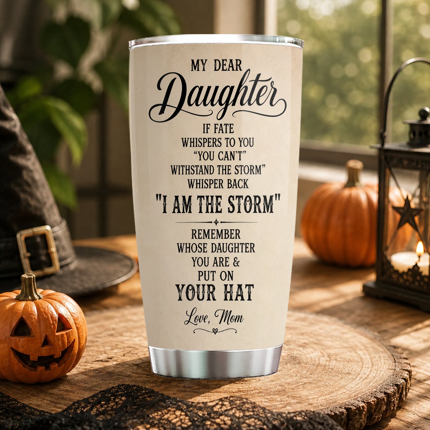 Halloween Witch Mom Daughter Tumbler, I Am The Storm Stainless Steel Tumbler Spooky Season Gift For Witch Lover
