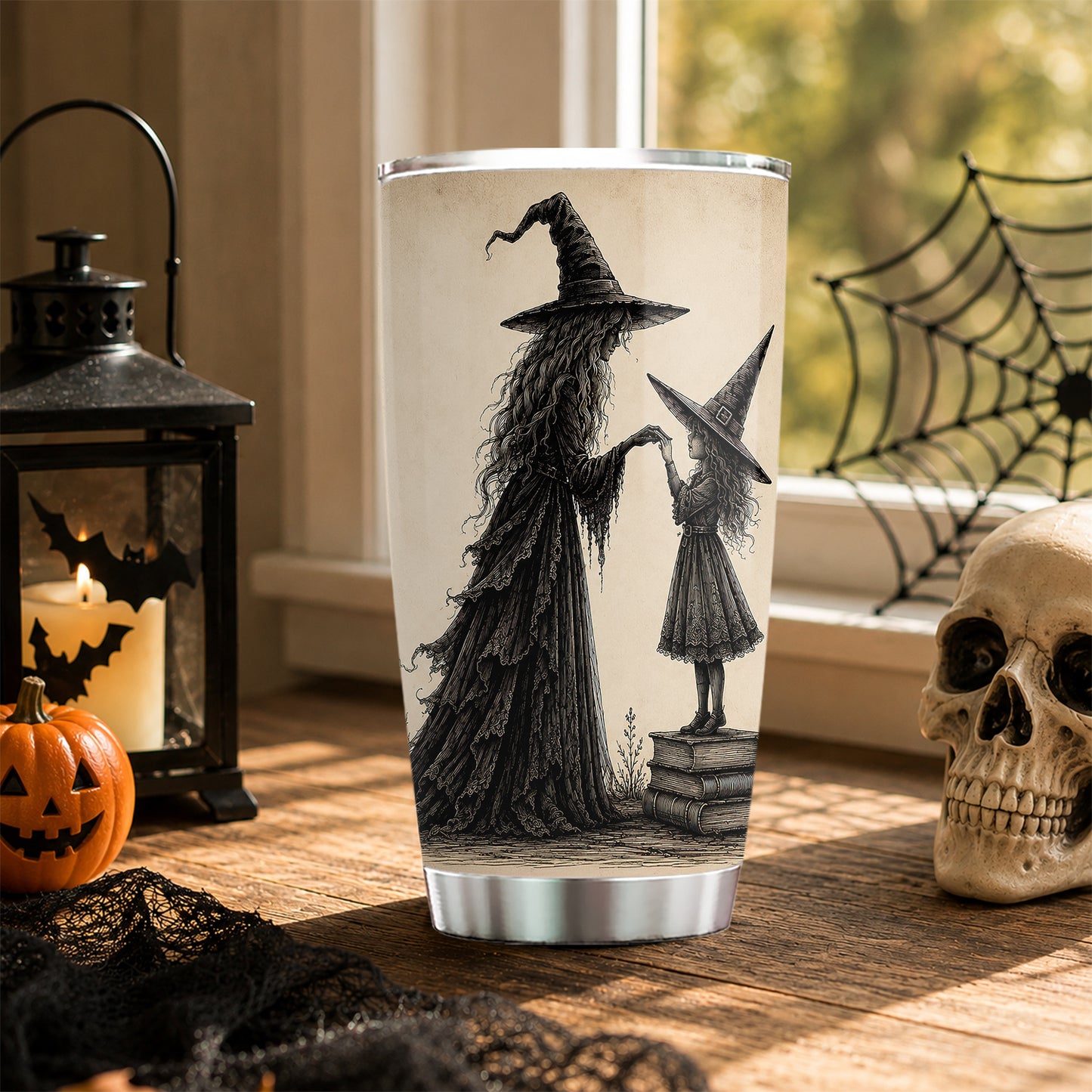 Halloween Witch Mom Daughter Tumbler, I Am The Storm Stainless Steel Tumbler Spooky Season Gift For Witch Lover