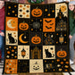 Halloween Pumpkin & Black Cat Fleece Blanket, A Patchwork Of Halloween Magic Woven Blanket, Sherpa Blanket Spooky Season Gift For Cat Lover