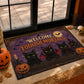 Halloween Black Cat Doormat, Welcome Foolish Mortals Doormat For Home Decor Housewarming Spooky Season Gift For Cat Lover