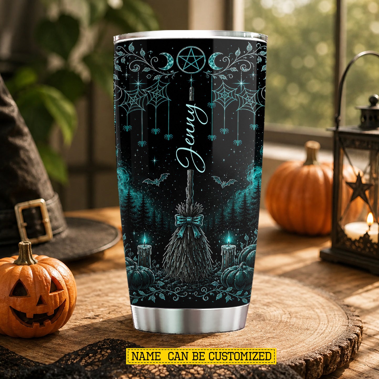 Personalized Halloween Hockey Witch Tumbler, Brooms Are For Amateurs, Spooky Season Stainless Steel Tumbler, Travel Mug Tumblers Gift For Hockey Lover