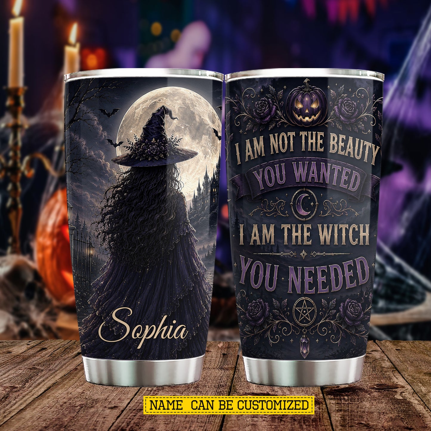 Personalized Halloween Witch Tumbler, I Am Not The Beauty You Wanted, Spooky Season Stainless Steel Tumbler, Travel Mug Tumblers Gift For Witch Lover