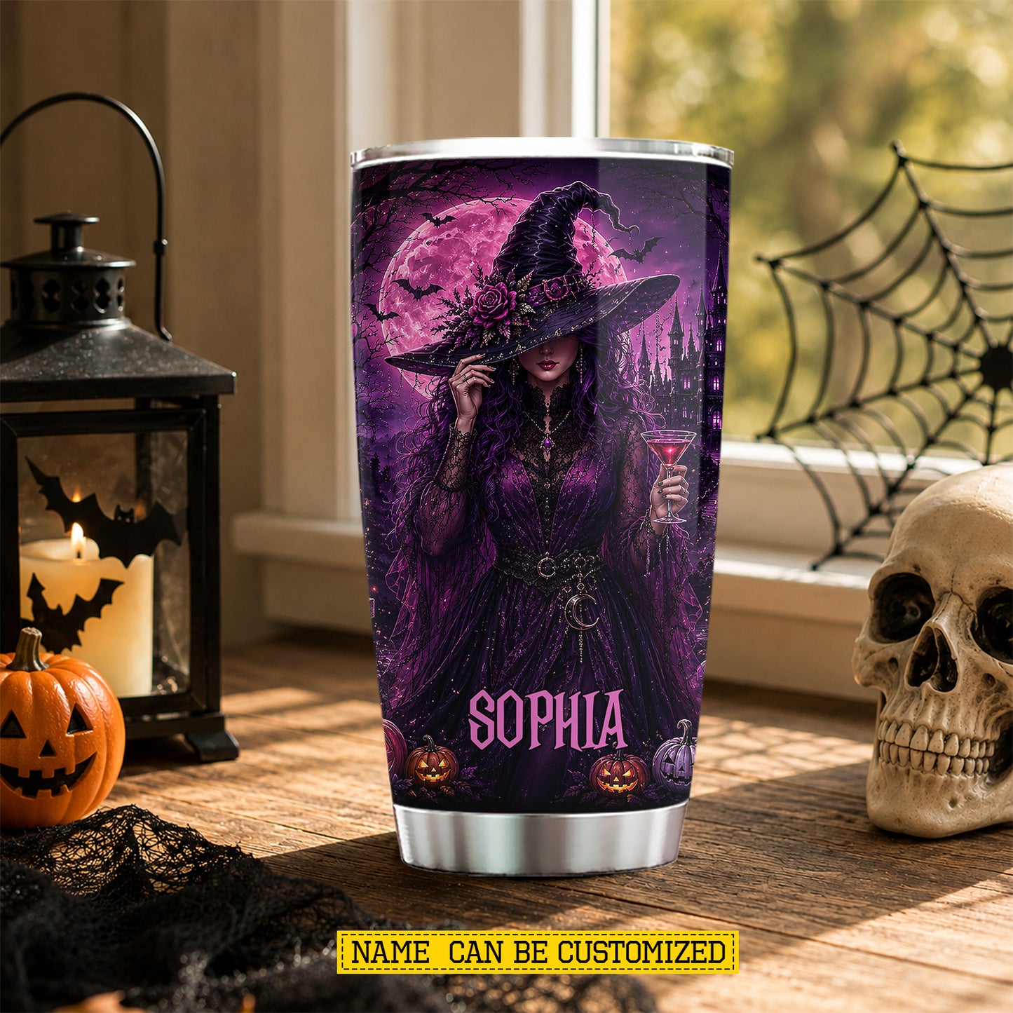 Personalized Halloween Witch Tumbler, Not Sugar And Spice Stainless Steel Tumbler Spooky Season Gift For Witch Lover