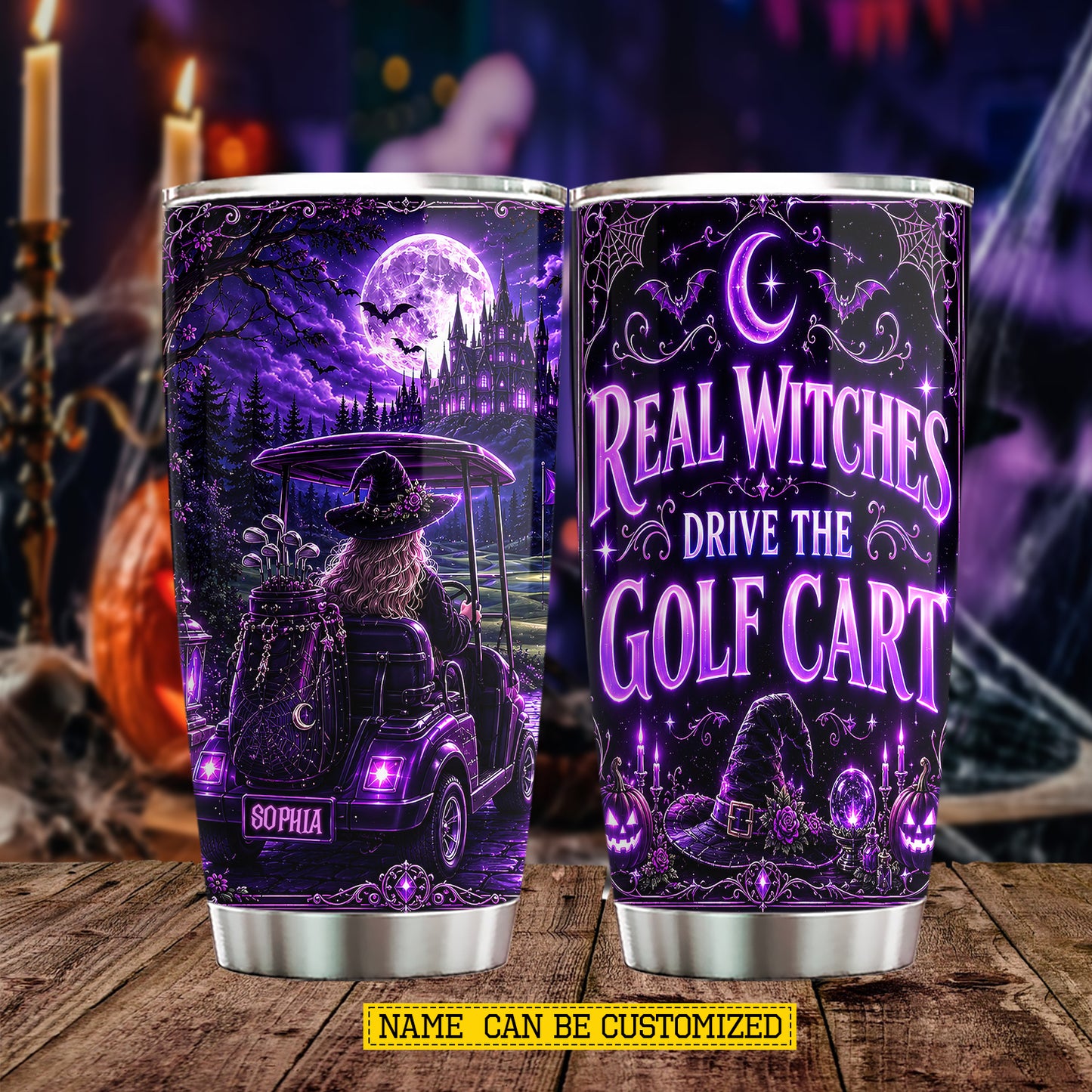 Funny Personalized Halloween Golf Witch Tumbler, Real Witches Drive The Golf Cart, Spooky Season Stainless Steel Tumbler, Travel Mug Tumblers Gift For Golf Lover