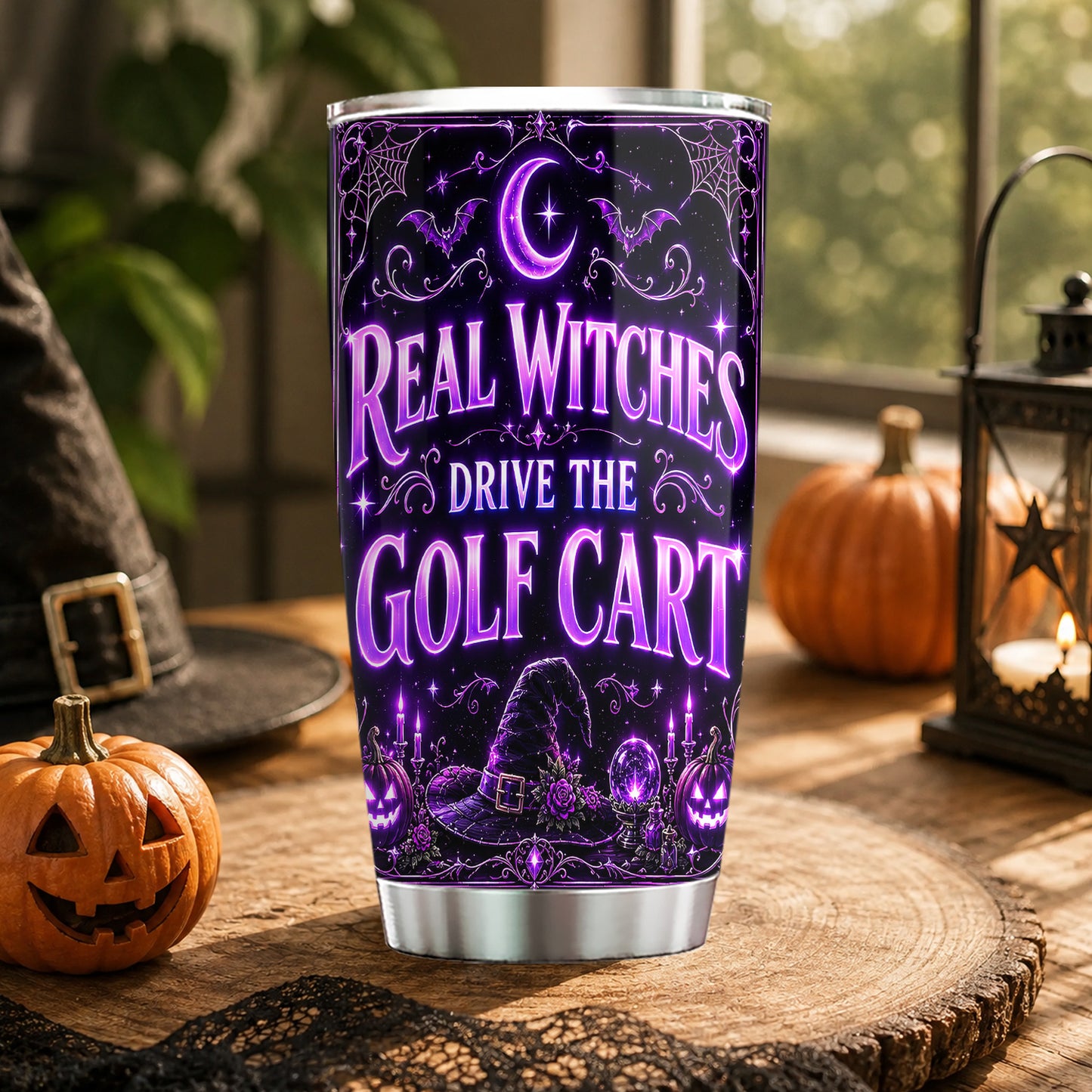 Funny Personalized Halloween Golf Witch Tumbler, Real Witches Drive The Golf Cart, Spooky Season Stainless Steel Tumbler, Travel Mug Tumblers Gift For Golf Lover