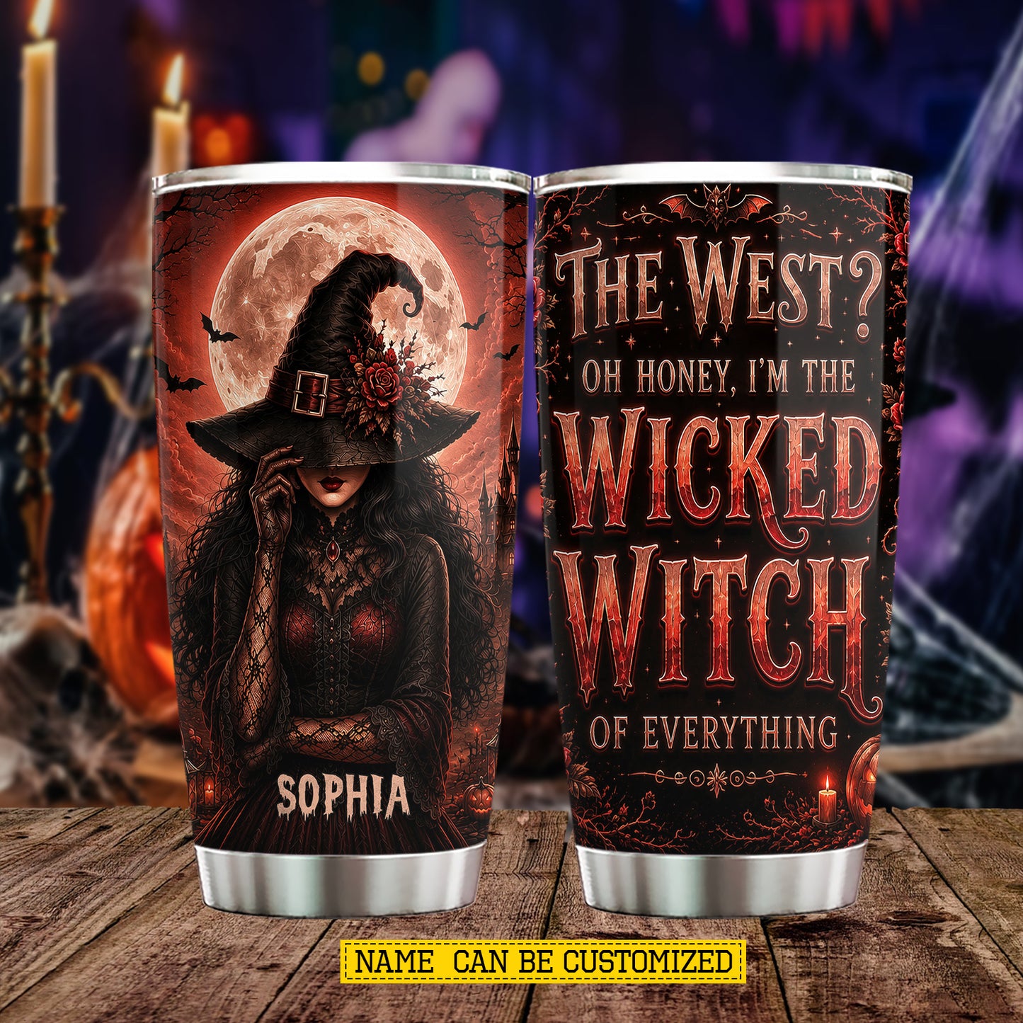 Personalized Halloween Witch Tumbler, Oh Honey I’m The Wicked Witch, Spooky Season Stainless Steel Tumbler, Travel Mug Tumblers Gift For Witch Lover