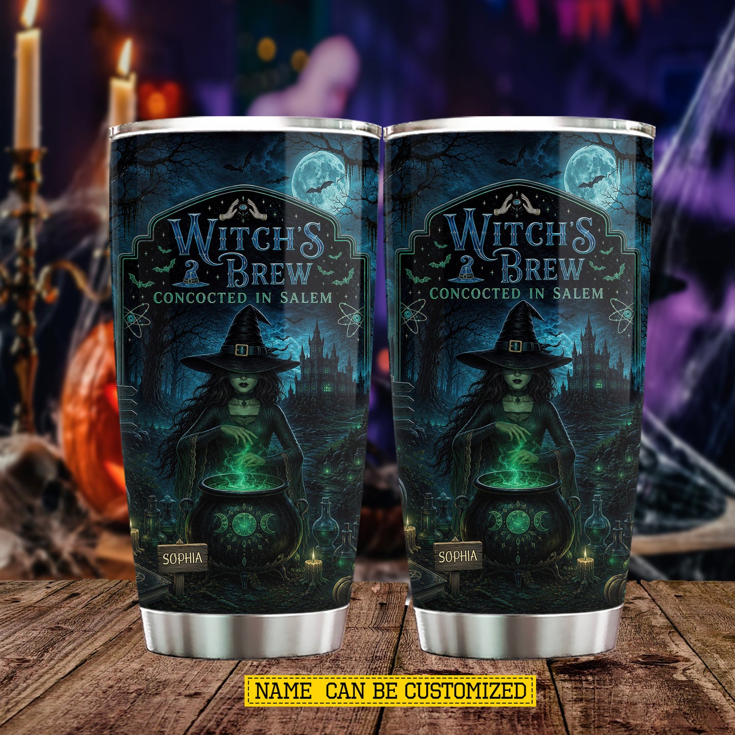 Personalized Halloween Witch Tumbler, Witch’s Brew Concocted In Salem, Spooky Season Stainless Steel Tumbler, Travel Mug Tumblers Gift For Witch Lover
