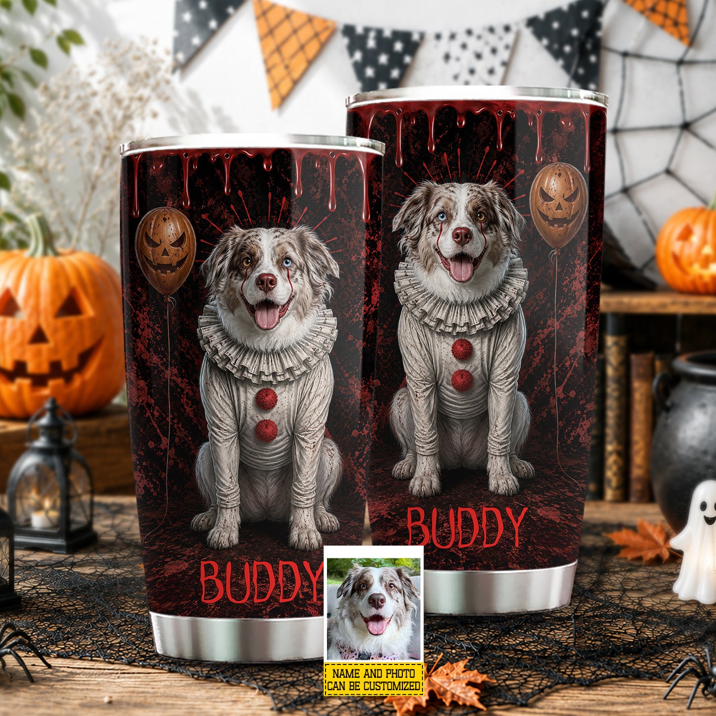 Personalized Halloween Dog Tumbler, Your Dog But Make It Spooky, Spooky Season Stainless Steel Tumbler, Travel Mug Tumblers Gift For Dog Lover