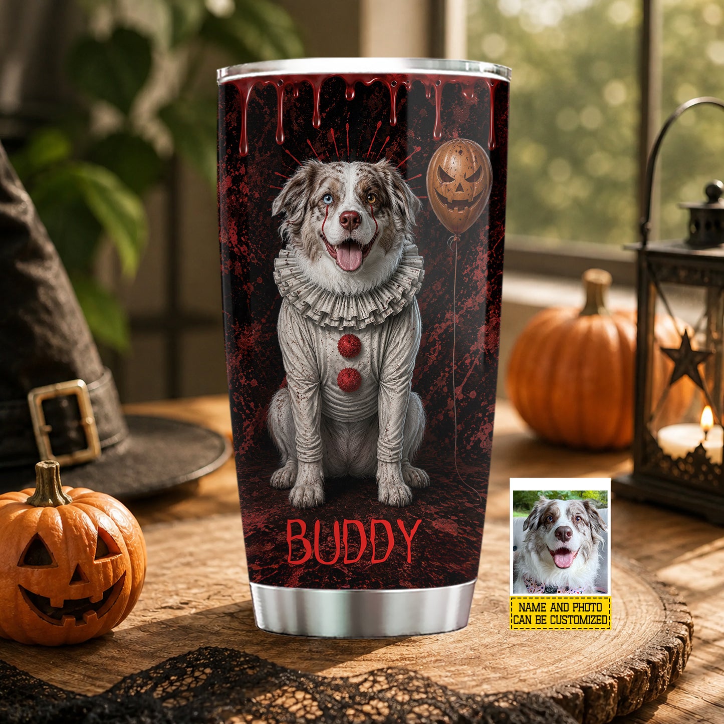 Personalized Halloween Dog Tumbler, Your Dog But Make It Spooky, Spooky Season Stainless Steel Tumbler, Travel Mug Tumblers Gift For Dog Lover
