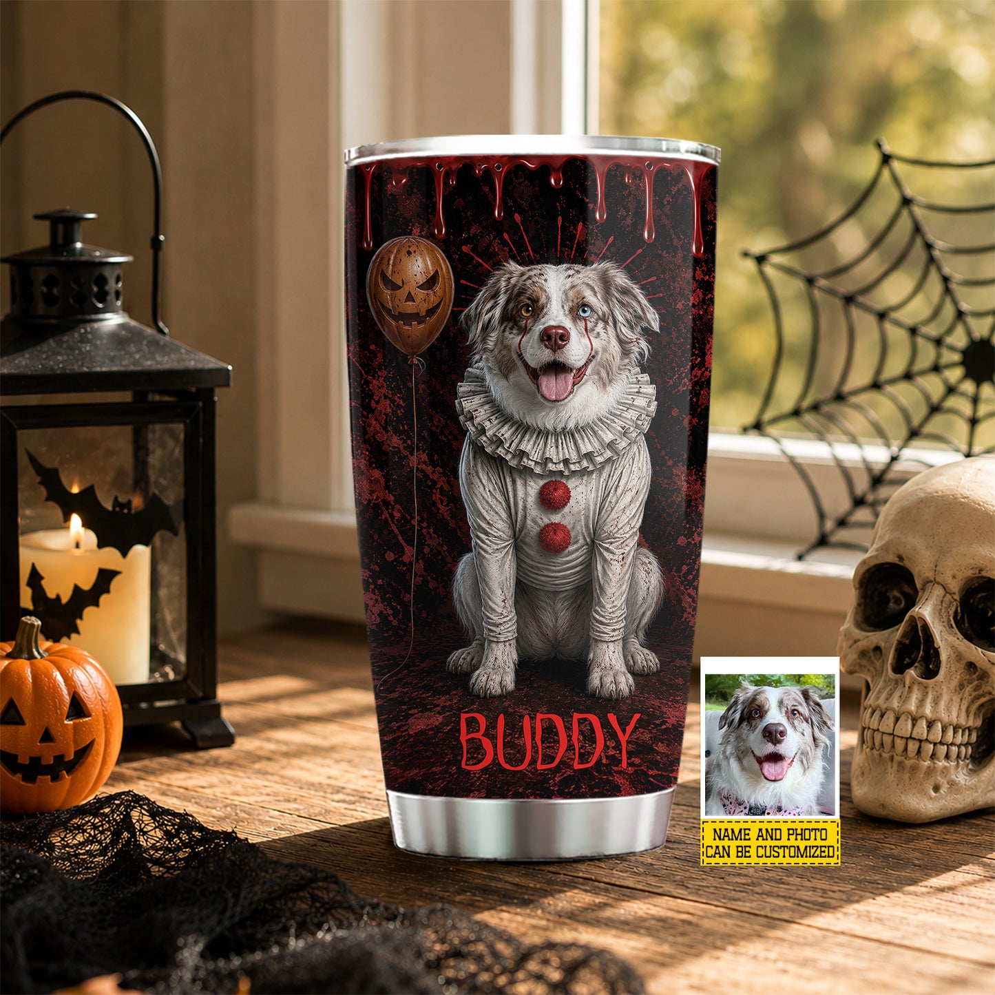 Personalized Halloween Dog Tumbler, Your Dog But Make It Spooky, Spooky Season Stainless Steel Tumbler, Travel Mug Tumblers Gift For Dog Lover