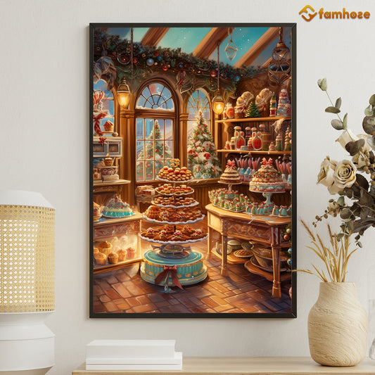 Christmas Delights A Festive Patisserie Wonderland Christmas Canvas Painting, Xmas Wall Art Decor - Christmas Poster Gift