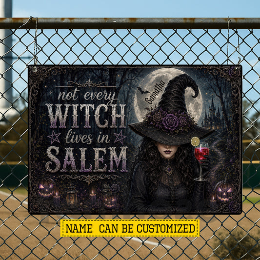 Personalized Halloween Wich Metal Sign, Not Every Witch Lives In Salem Yard Sign, Spooky Season Field Decor Gift For Witch Lover