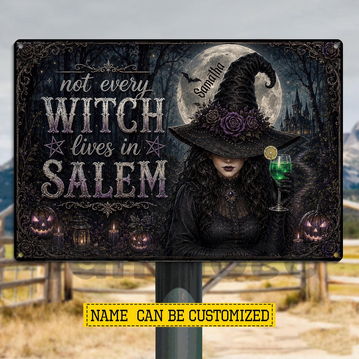 Personalized Halloween Wich Metal Sign, Not Every Witch Lives In Salem Yard Sign, Spooky Season Field Decor Gift For Witch Lover