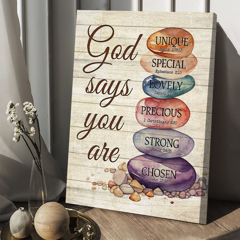 Biblical Verses On Stones, Motivational Canvas Painting, Inspirational Quotes Wall Art Decor, Poster Gift For Christians Lovers