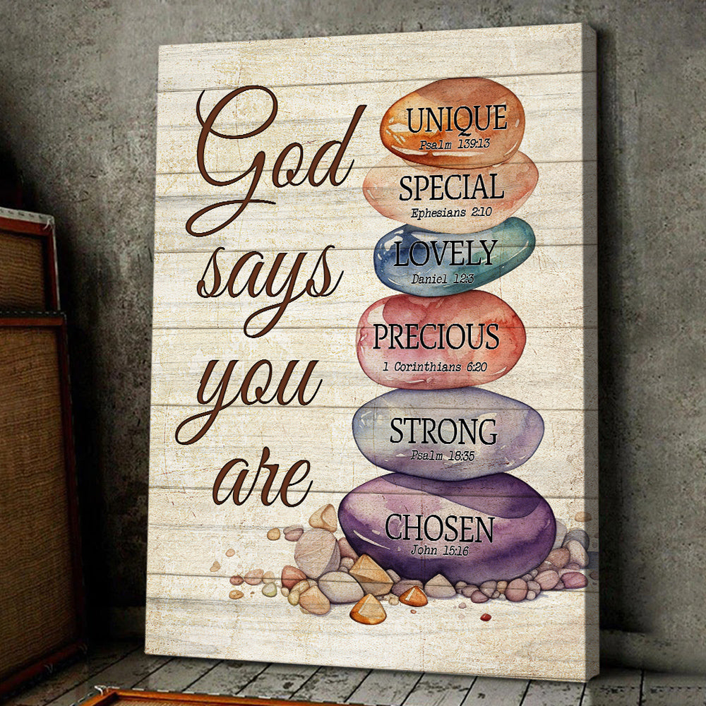 Biblical Verses On Stones, Motivational Canvas Painting, Inspirational Quotes Wall Art Decor, Poster Gift For Christians Lovers