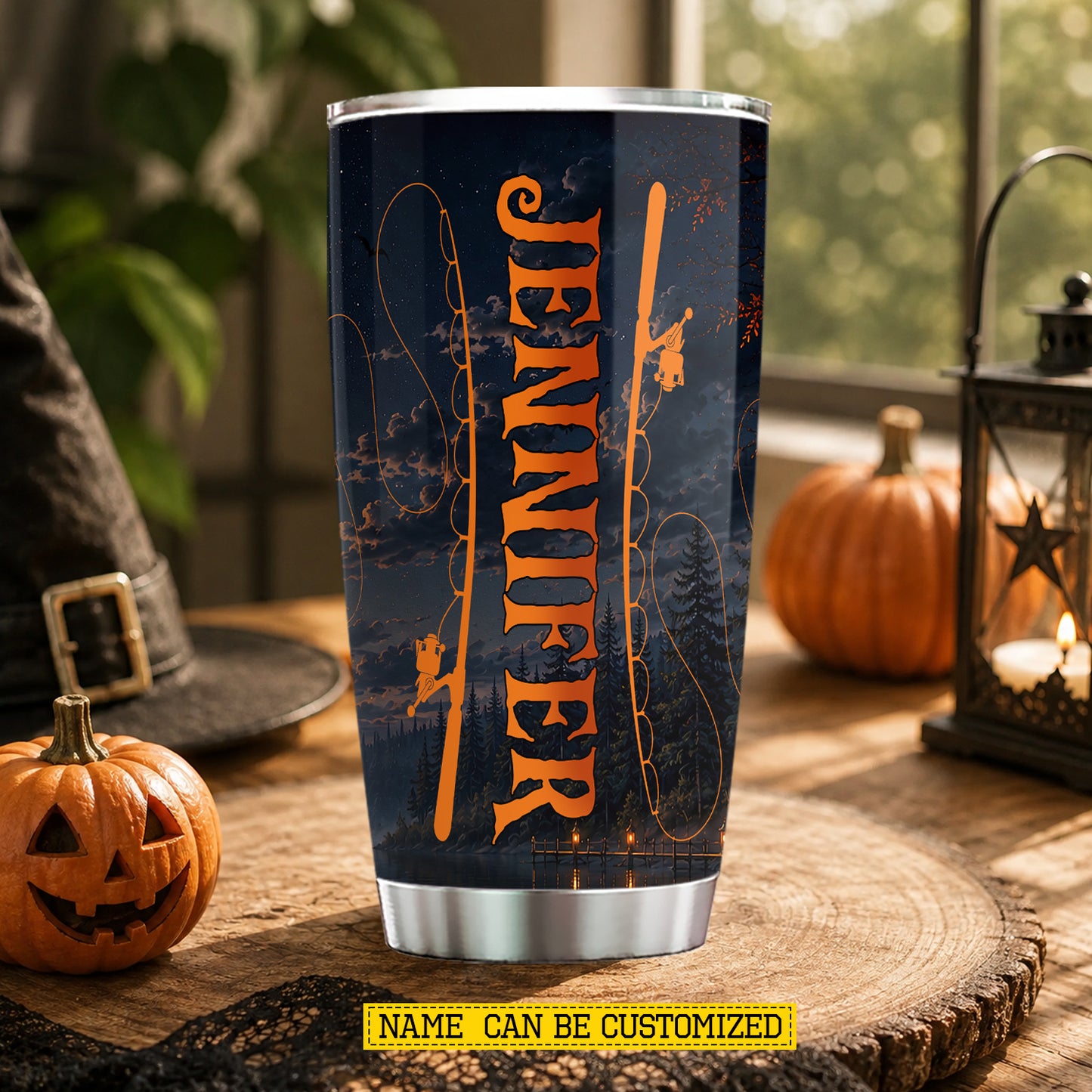 Personalized Halloween Fishing Witch Tumbler, My Broom Broke So Now I Go Fishing, Spooky Season Stainless Steel Tumbler, Travel Mug Tumblers Gift For Fishing Lover