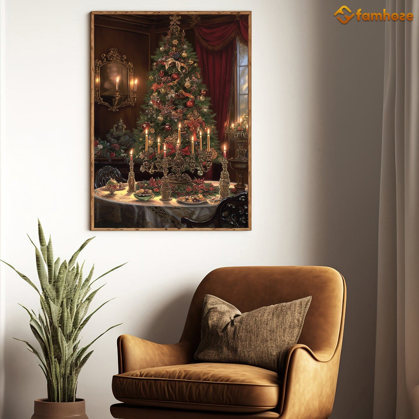 Victorian Elegance A Festive Feast by Candlelight Christmas Canvas Painting, Xmas Wall Art Decor - Christmas Poster Gift