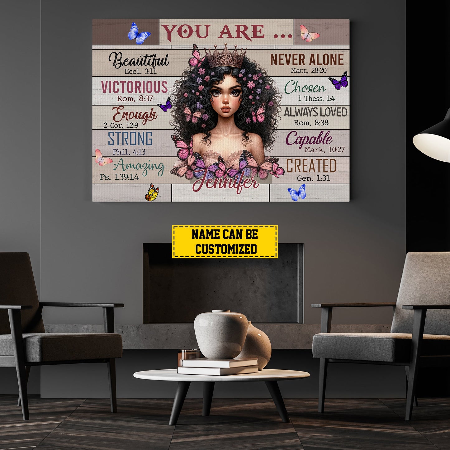 You Are Beautiful Victorious Enough Strong Amazing, Personalized Motivational Black Girl Canvas Painting, Inspirational Quotes Wall Art Decor, Poster Gift For Black Girl