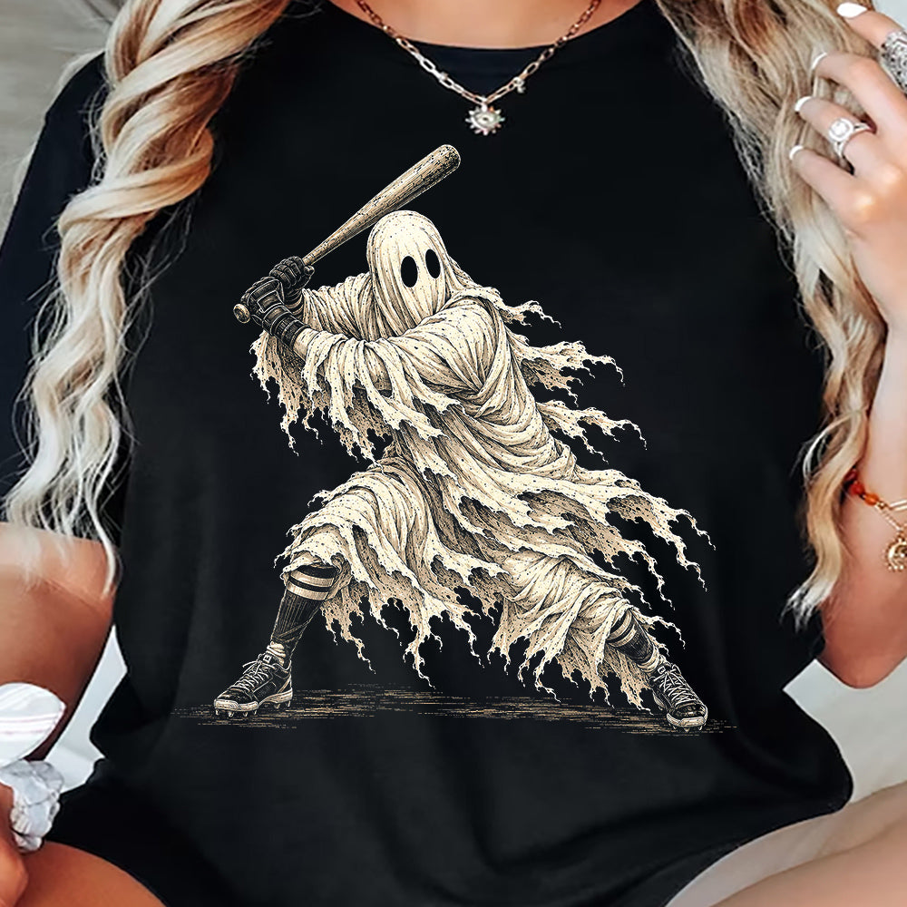 Halloween Baseball Ghost T-shirt, Home Runs & Hauntings Sport Tees, Spooky Season Gift For Baseball Lovers